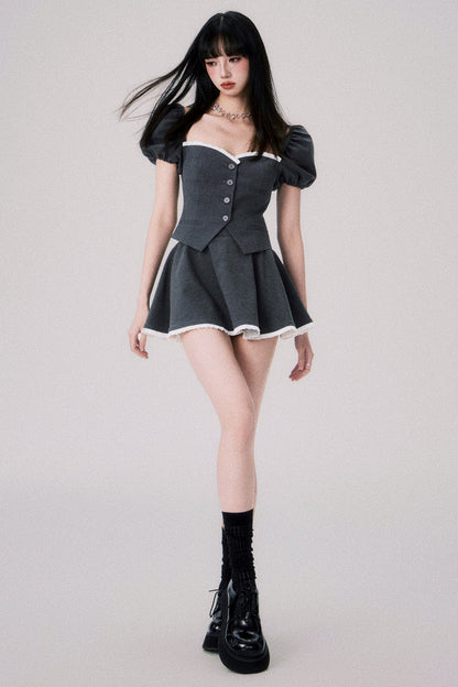 Strapless Puff Skirt Top and Skirt Set-Up