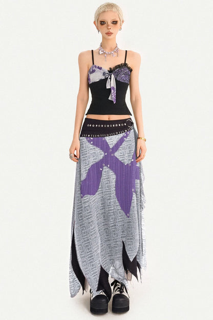 Set aus Camisole mit Schleifenprint und Strickrock