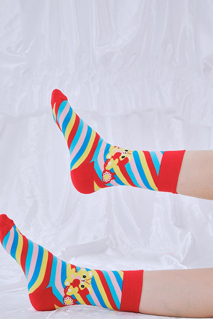 Bunte gestreifte Cartoon-Socken