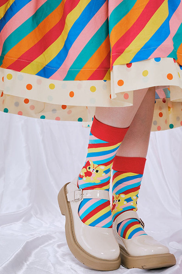 Colorful Striped Cartoon Socks