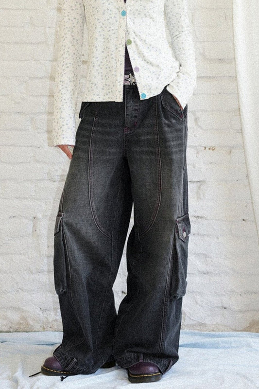 Vintage Wide-Leg Cargo Jeans