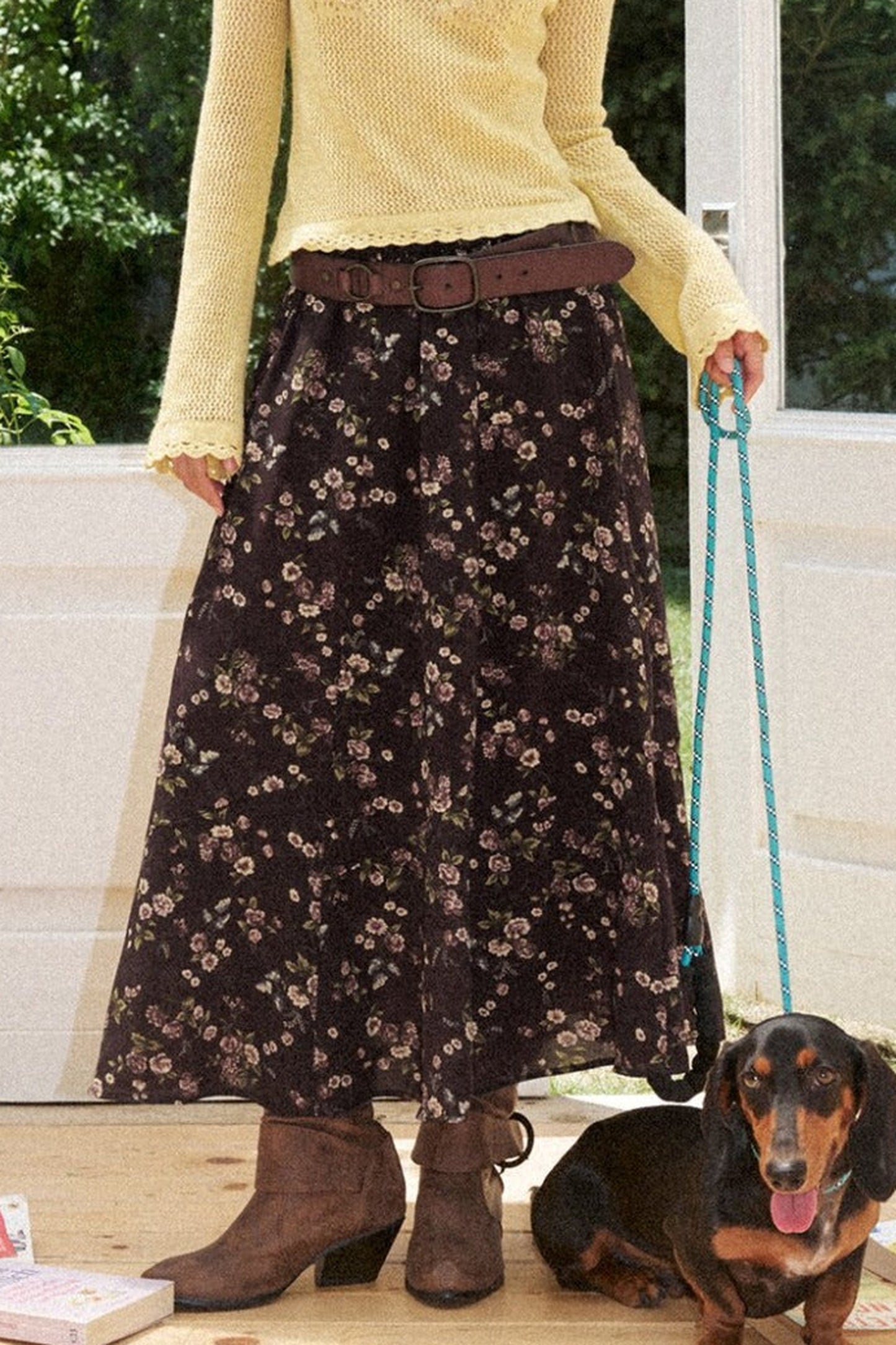 Vintage A-Line Elastic Waist Skirt