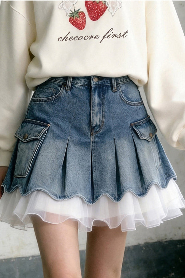 Wide-Sleeve Top and Pleated Skirt Set-Up