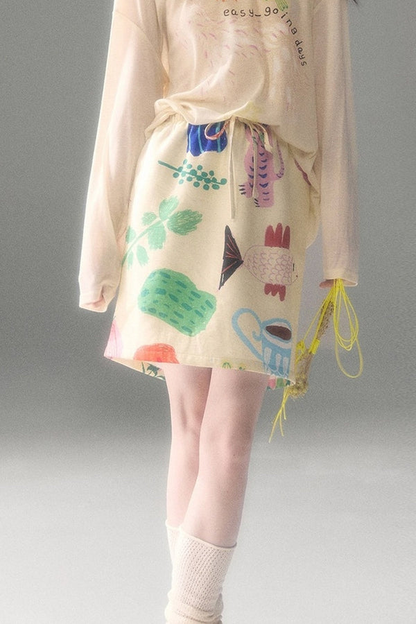 Fruit and Vegetable Print Skirt