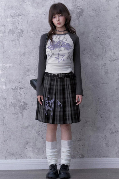 Graffiti Double Waist Pleated Skirt