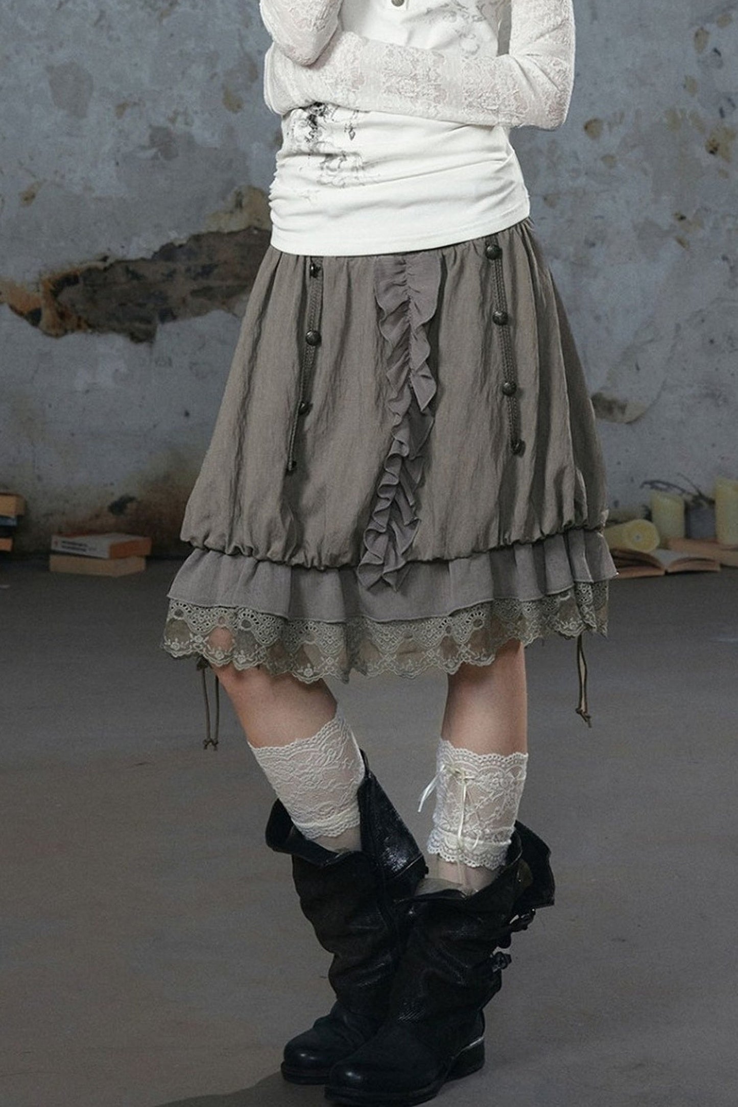 Chiffon Lace Floral Skirt