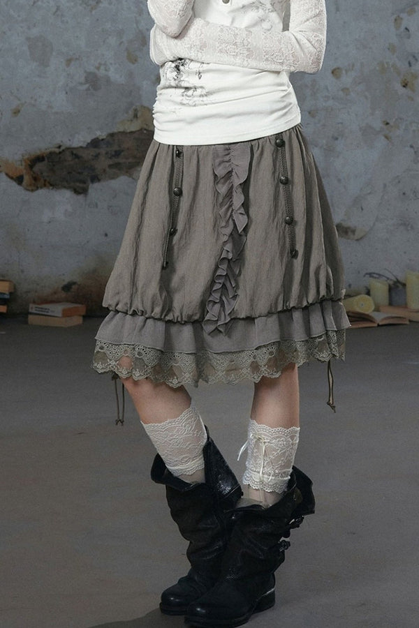 Chiffon Lace Floral Skirt