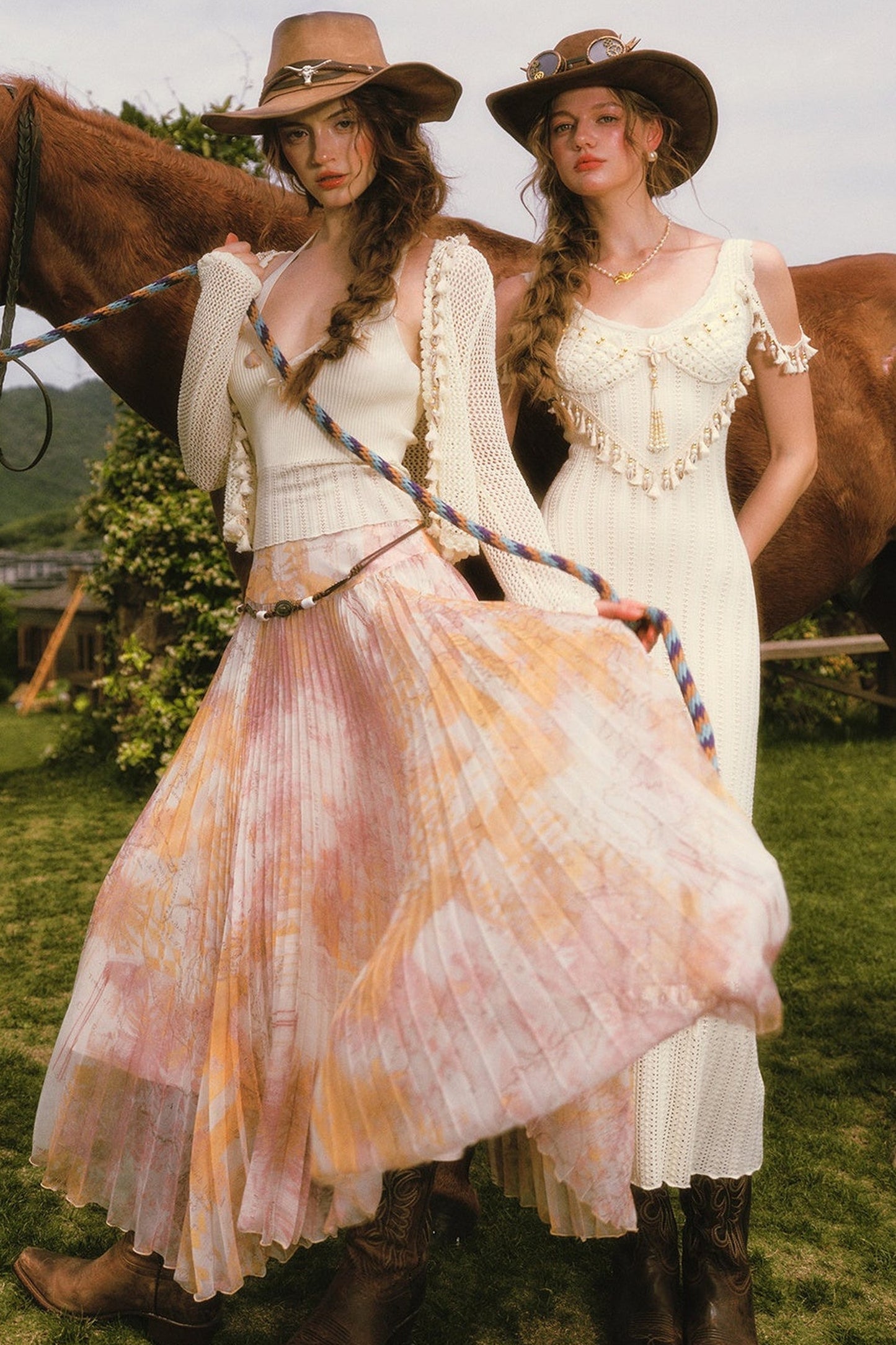 Custom High Drape Printed Pleated Skirt