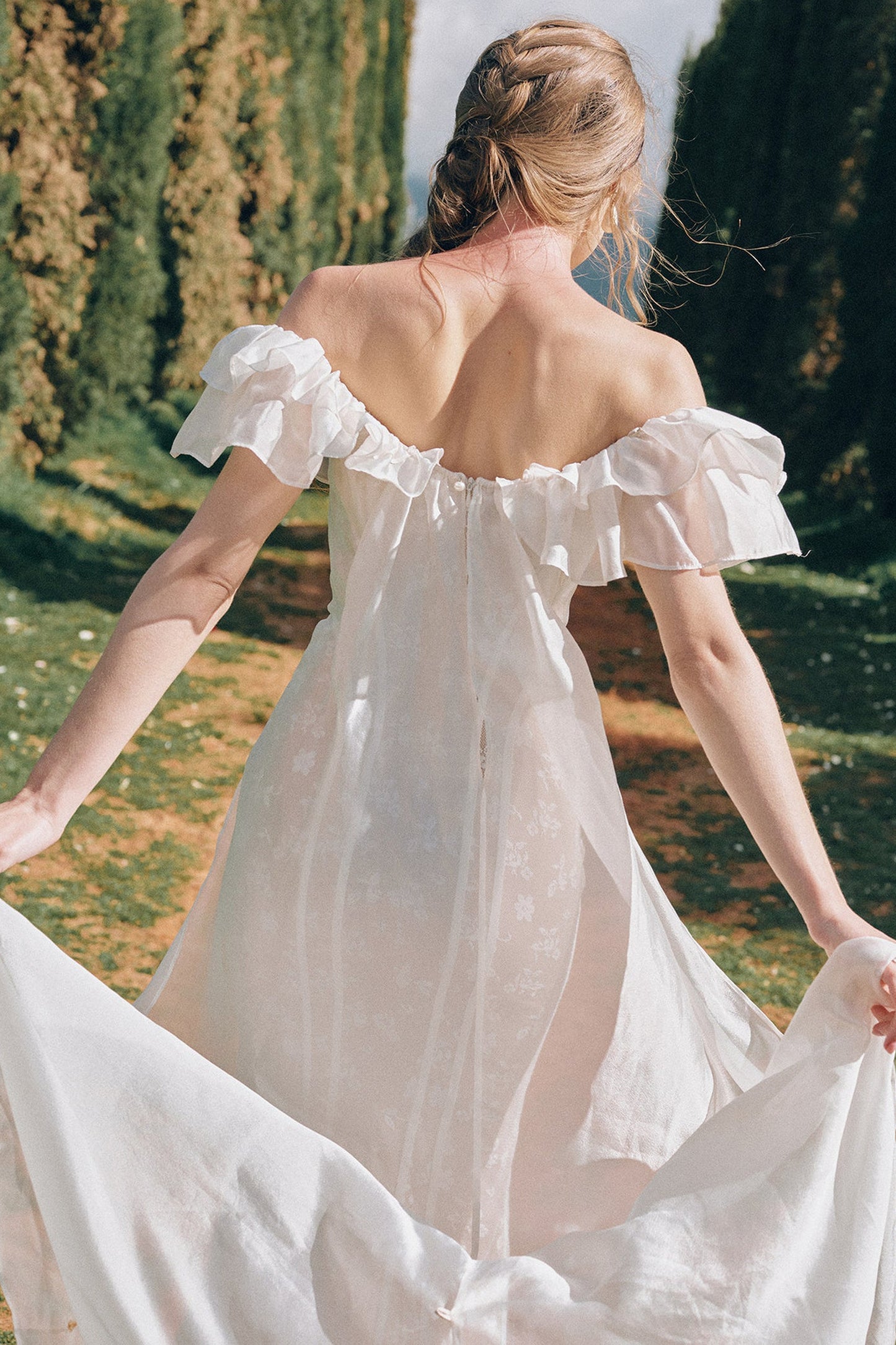Lace French Retro Off-Shoulder Fishbone Dress