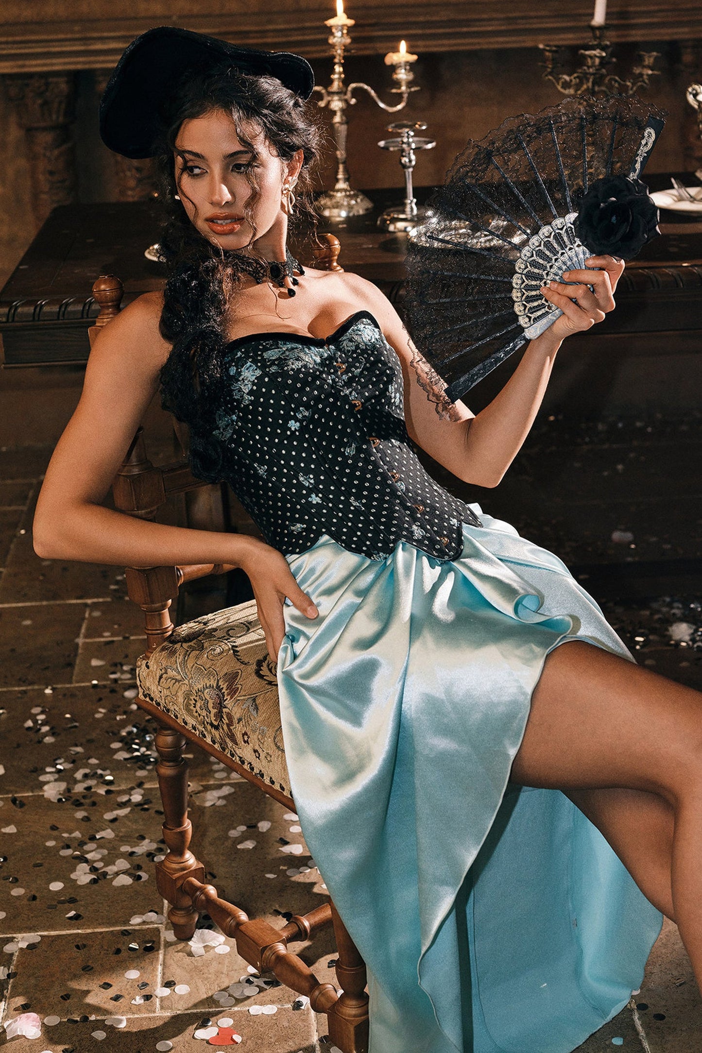 French Retro Fishbone Corset Skirt Dress Set-Up