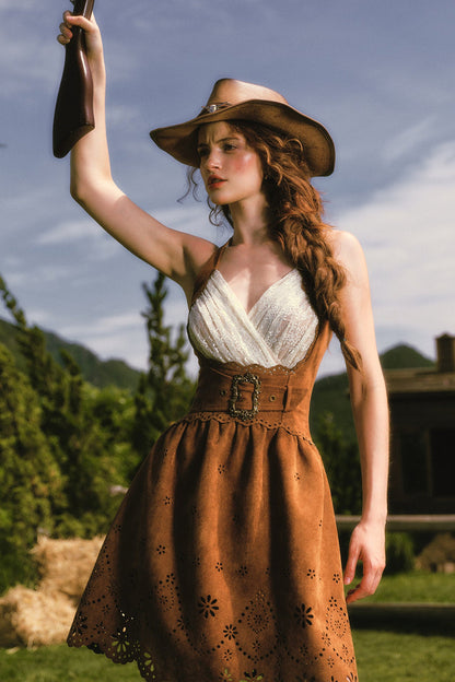 Desert Knight Coffee Fishbone Corset and Skirt Dress Set-Up