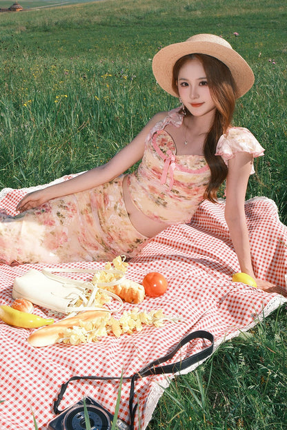 Floral French Romantic Dress and Skirt Set-Up