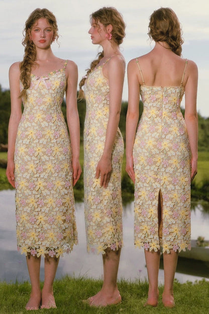 Rainbow Floral Corset Strap Long Dress Set-Up