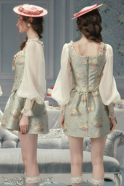 French Retro Fishbone Corset Short Dress
