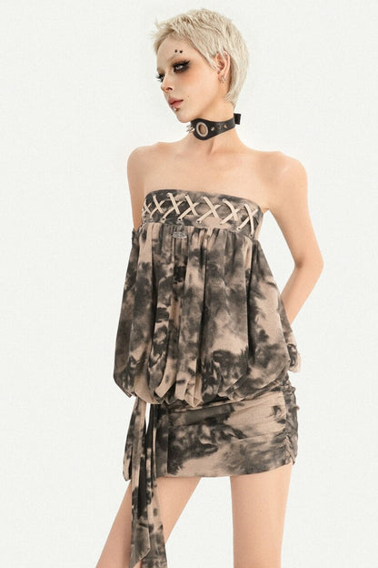 Tie-Dye Strapless Dress
