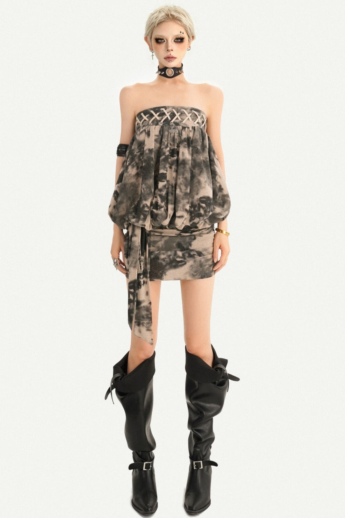 Tie-Dye Strapless Dress