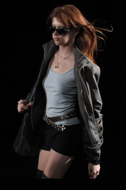 Giacca biker punk effetto lavato consumato