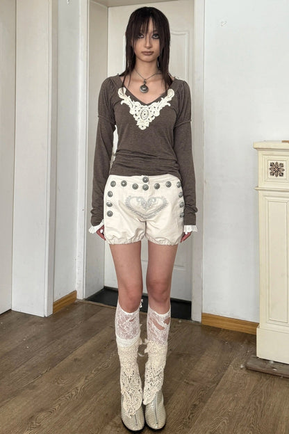 Shorts da tennis con ricamo a cuore