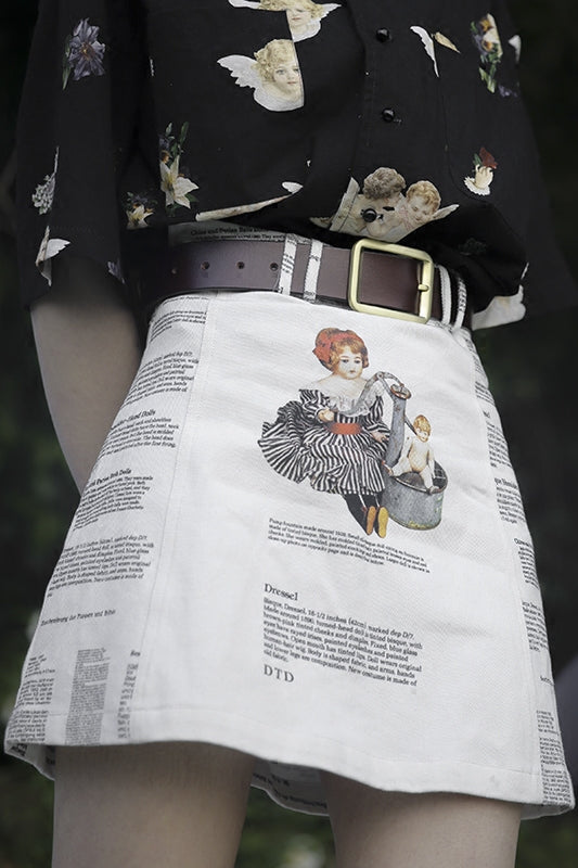 Antique Doll Print Skirt