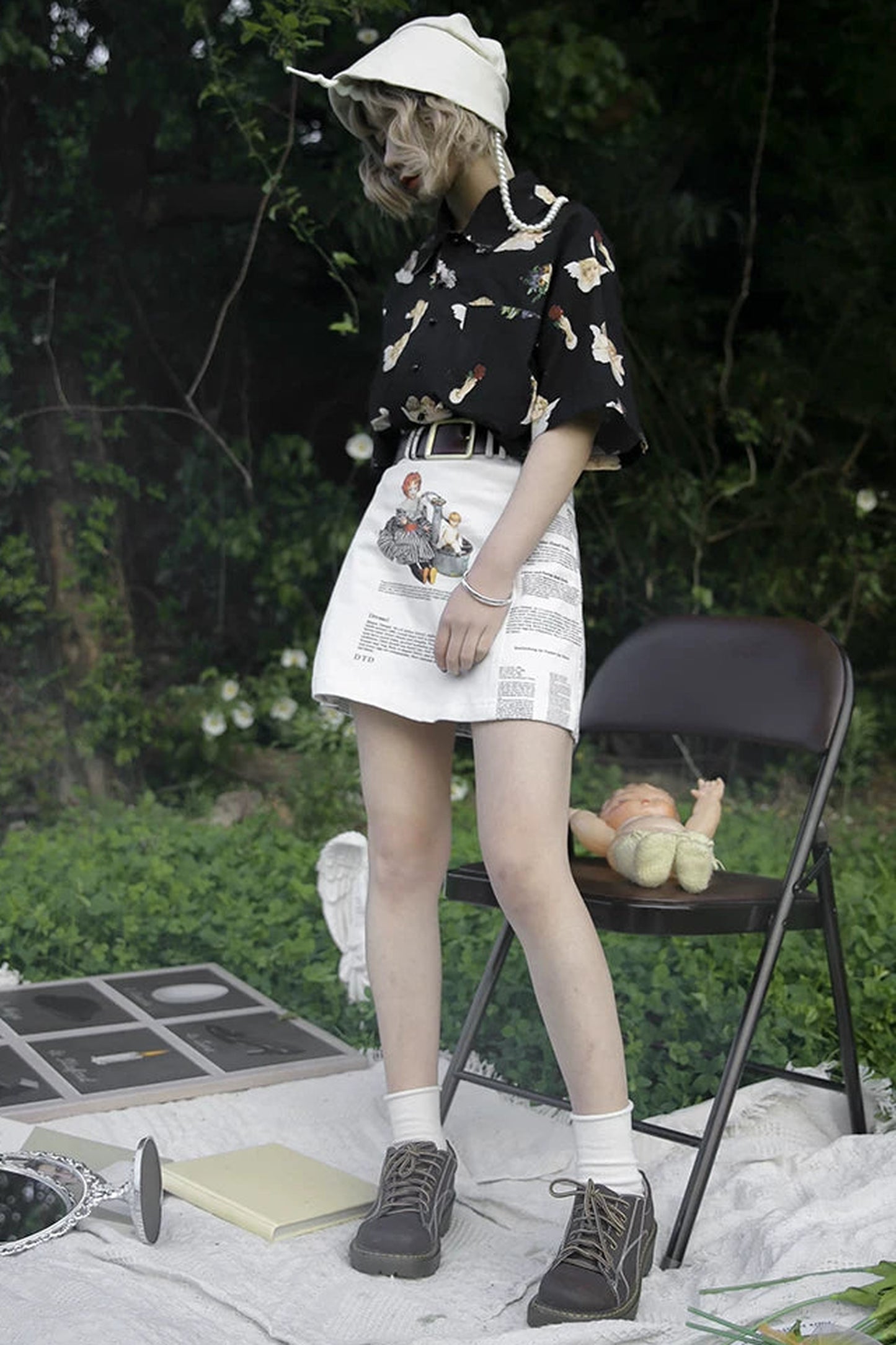 Antique Doll Print Skirt