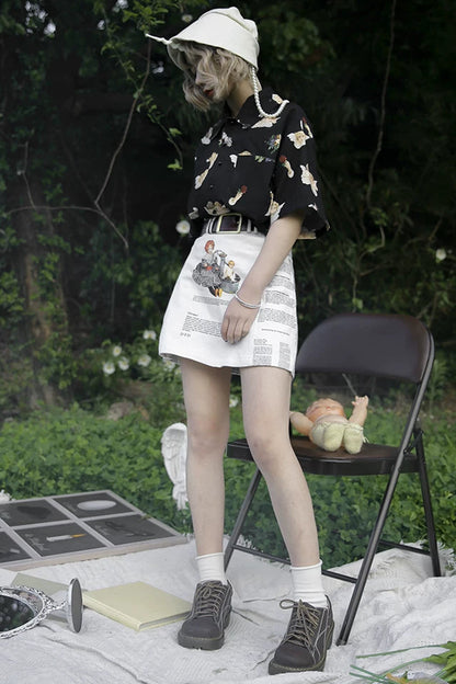 Antique Doll Print Skirt