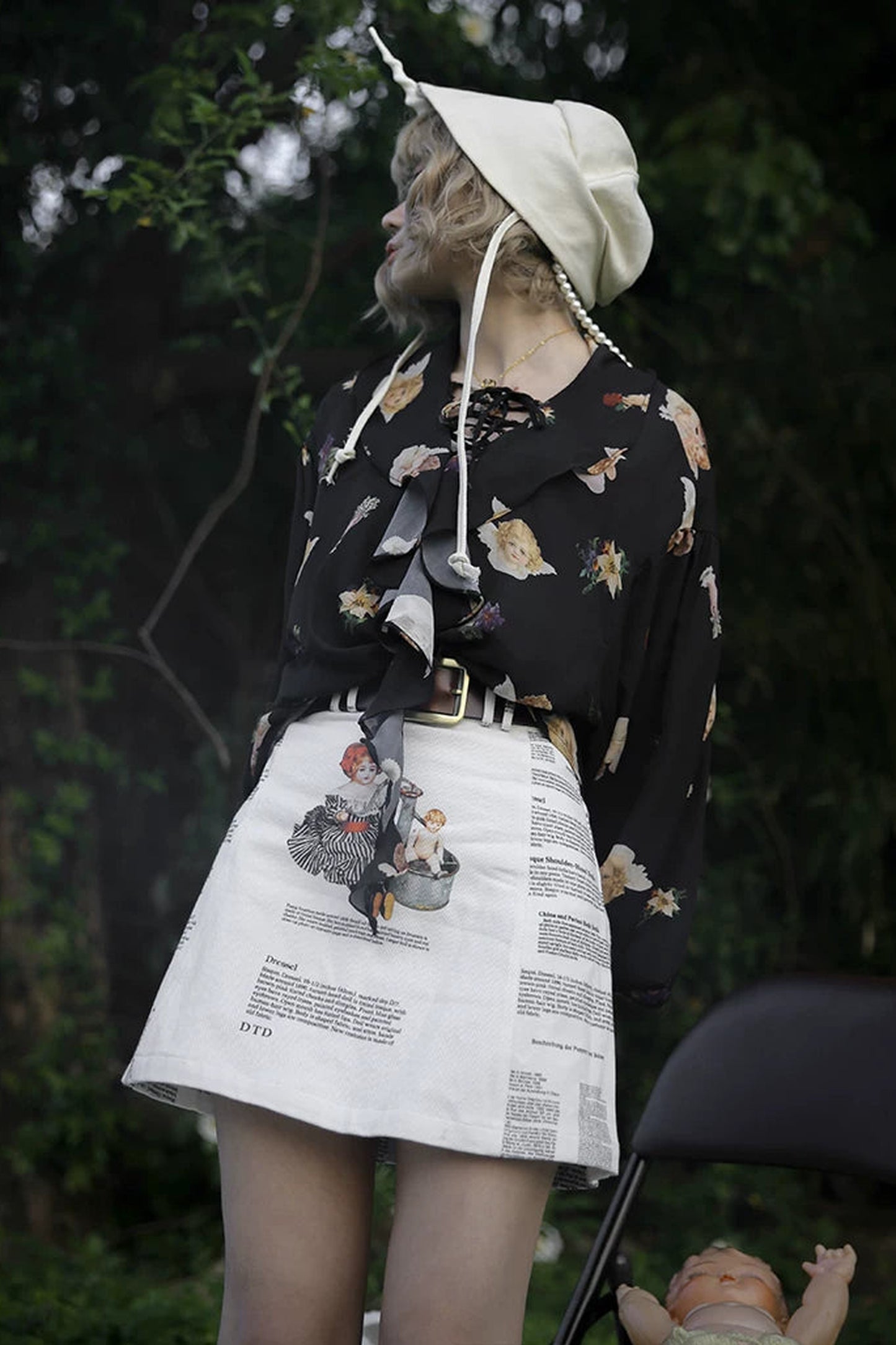 Antique Doll Print Skirt