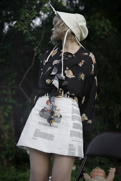 Antique Doll Print Skirt