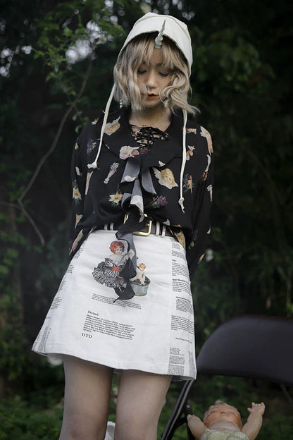 Antique Doll Print Skirt