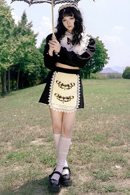 Gonna in pizzo con coniglietto rétro Showa