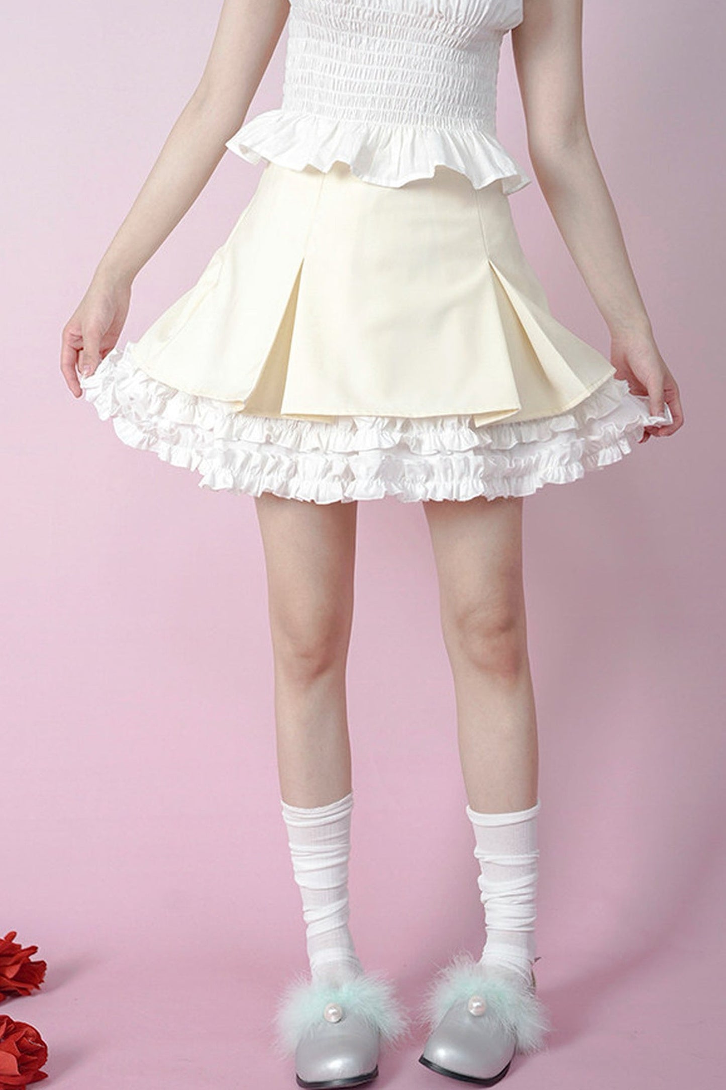 Heavenly Pleated Lace Skirt
