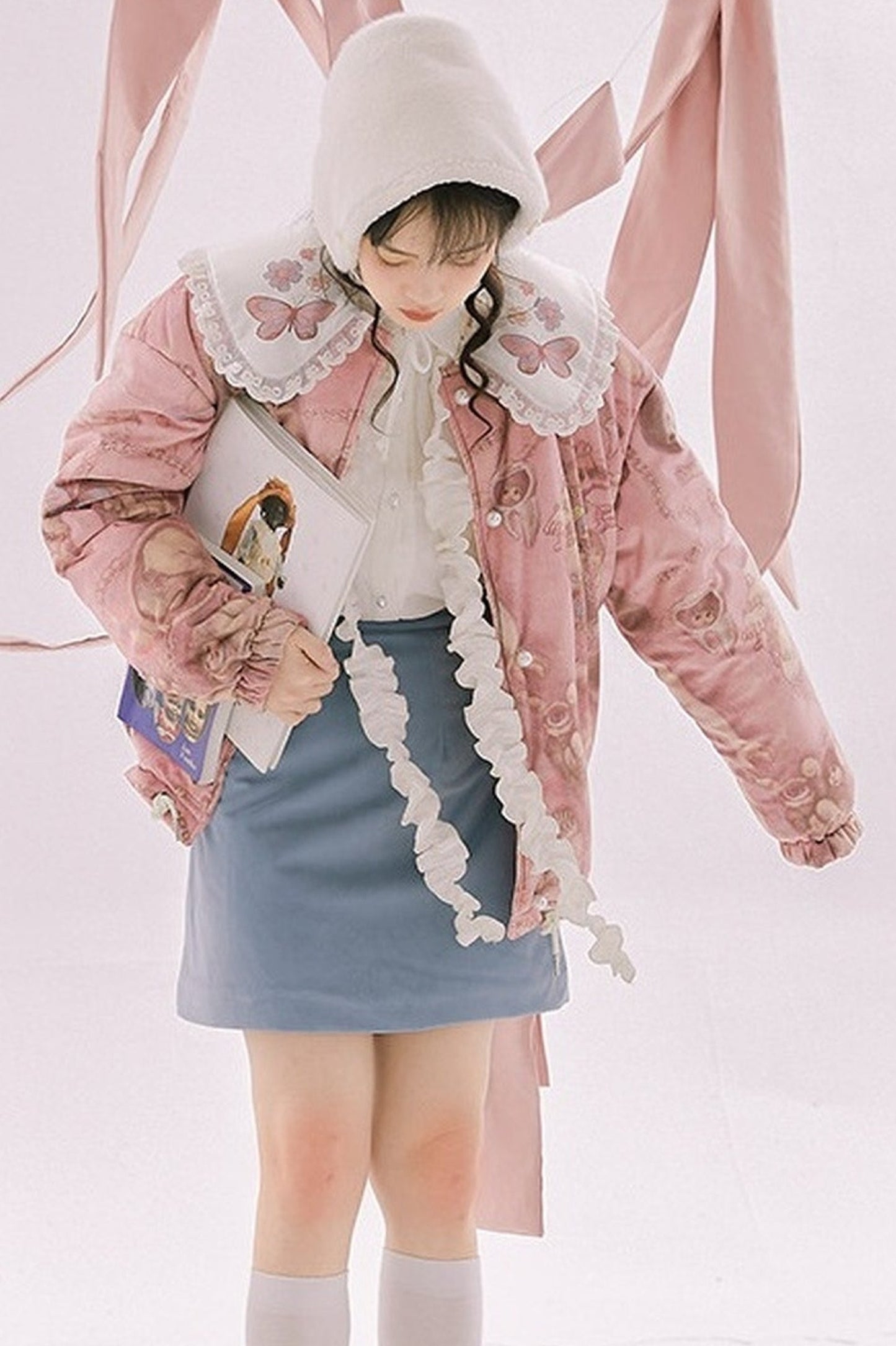 러플 프런트 긴소매 셔츠
