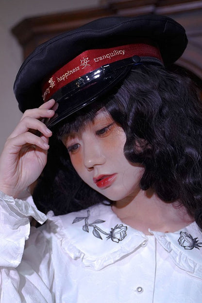 Letter Embroidery Navy Cap