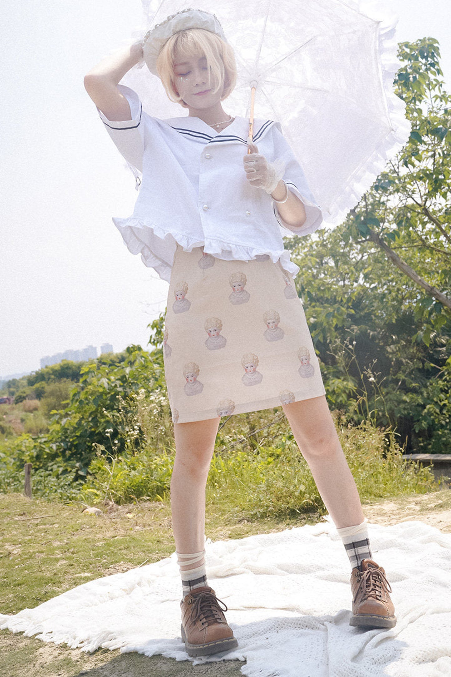 Hand-Painted Ceramic Doll Skirt