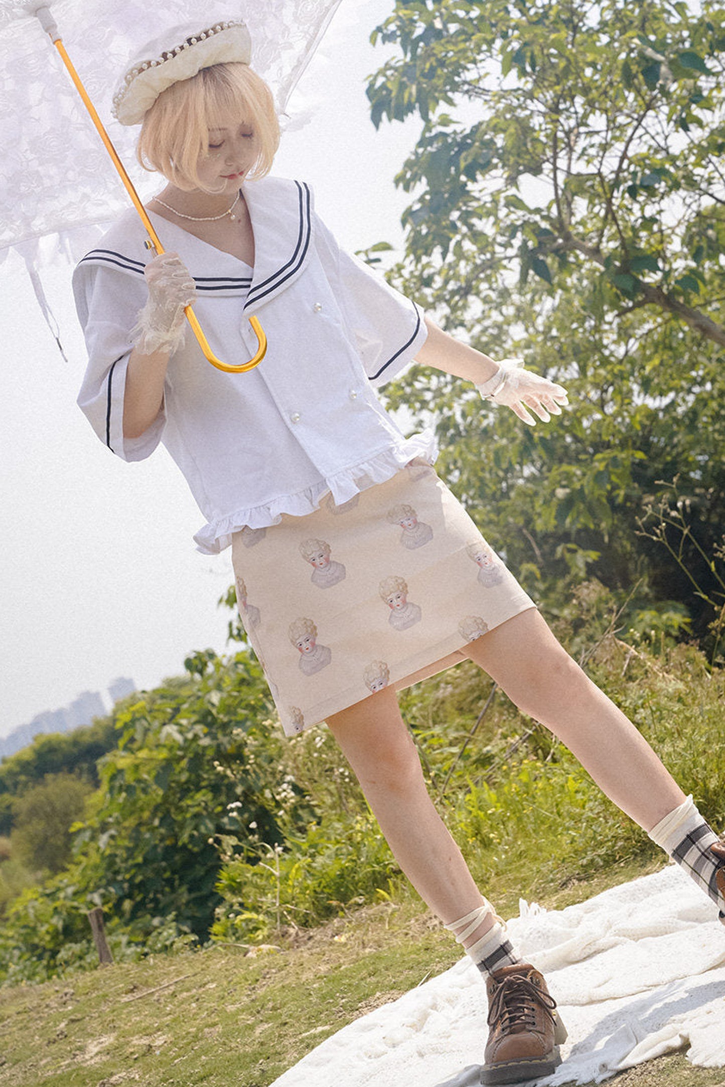 Hand-Painted Ceramic Doll Skirt