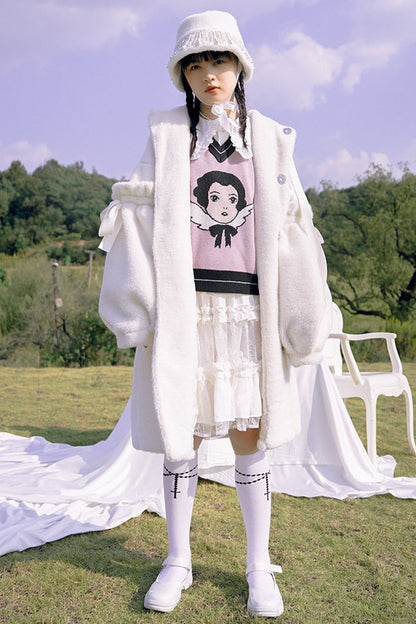 Bunny Ear Fluffy Bow Coat