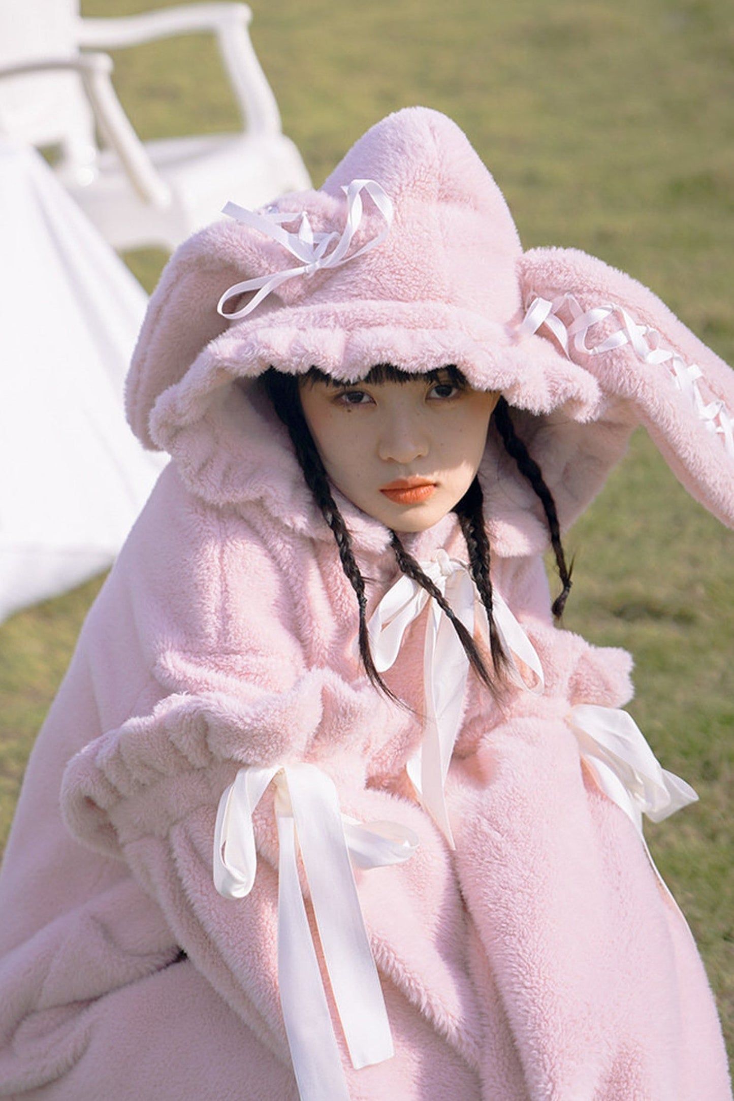 Bunny Ear Fluffy Bow Coat