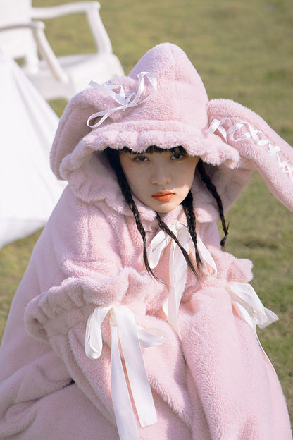Bunny Ear Fluffy Bow Coat