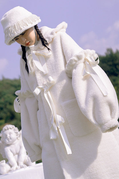 Bunny Ear Fluffy Bow Coat