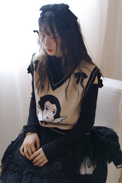 Angel Print Knit Vest