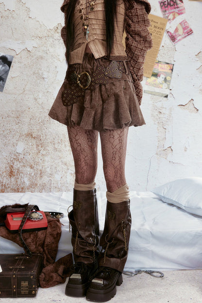 Velvet Retro Tiered Skirt