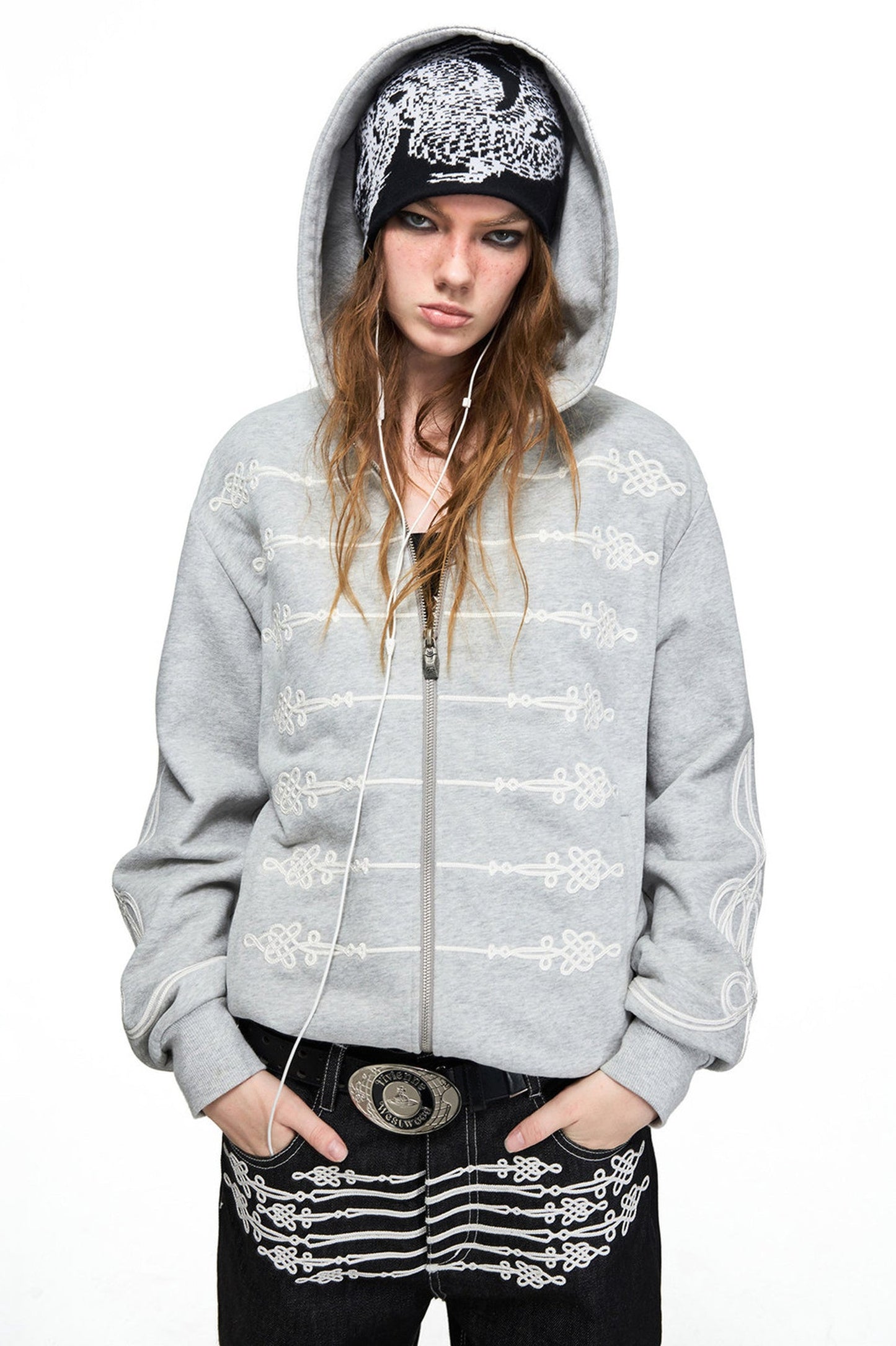 Vintage-Napoleon-Kapuzenjacke mit Reißverschluss
