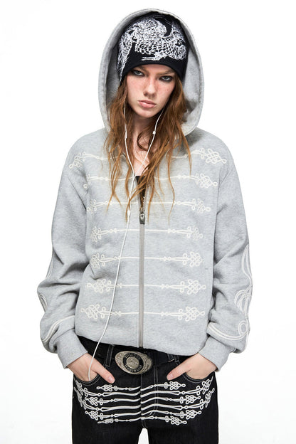 Vintage-Napoleon-Kapuzenjacke mit Reißverschluss