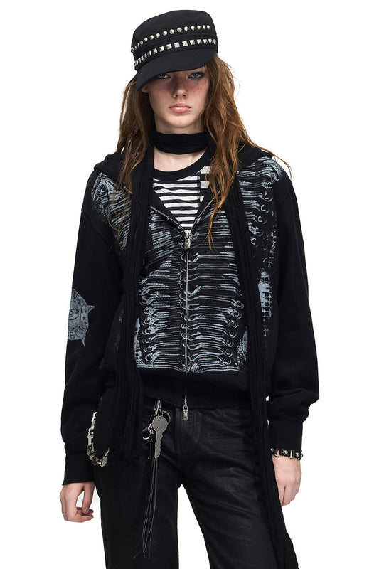 Corset Vest Hooded Zip Sweatshirt Jacket