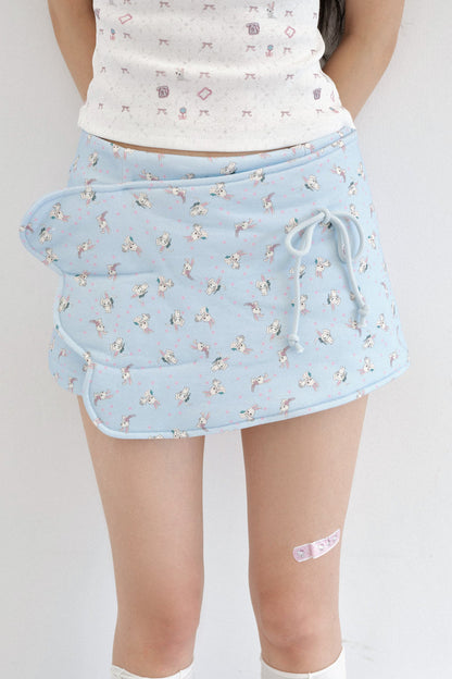 Blue 3D Wing Print A-Line Skirt
