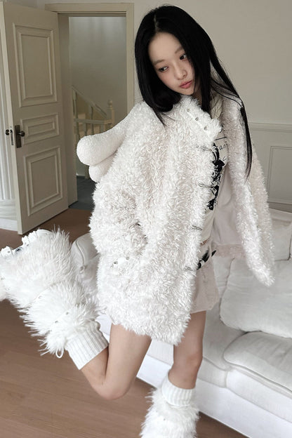 Detachable Angel Wings Furry Coat
