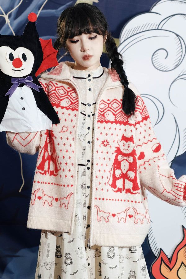 Dracula Pointed Cat Ear Hooded Cardigan