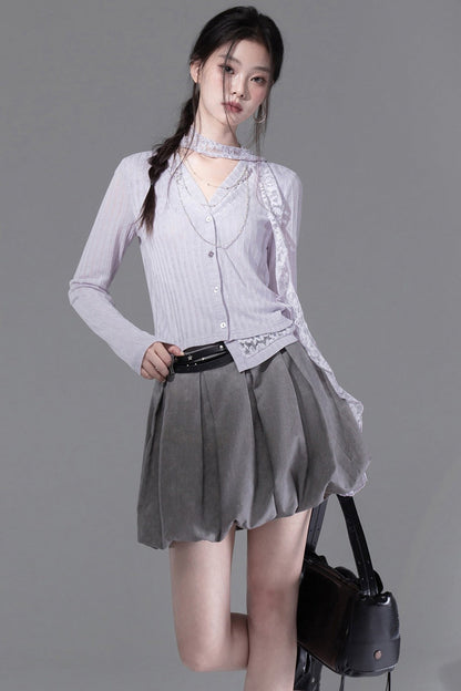 Lyocell Pleated Fluffy Bud Skirt