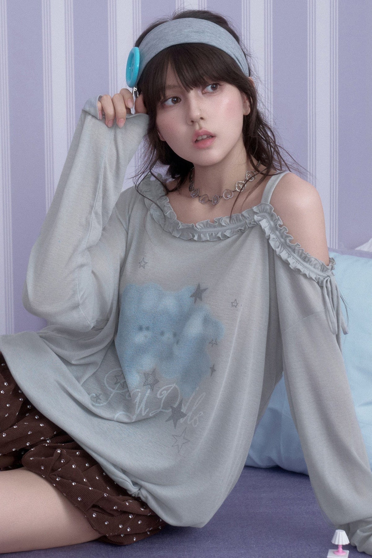 Hazy Bunny Off-Shoulder T-Shirt