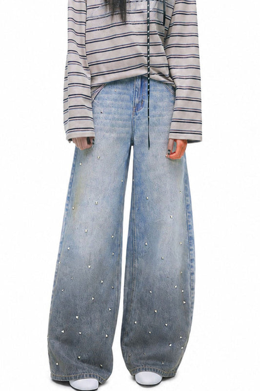 Metal Triangle Rivet Denim Jeans