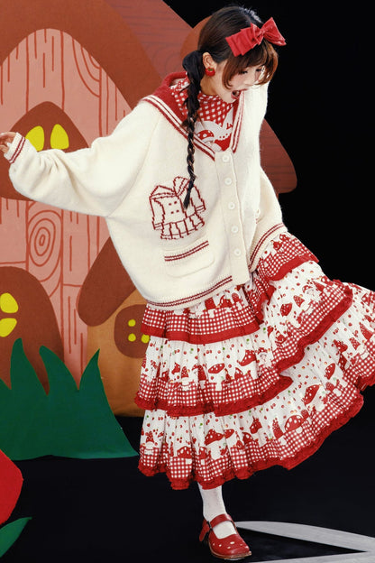 Scissors Pattern Sailor Collar Knit Cardigan